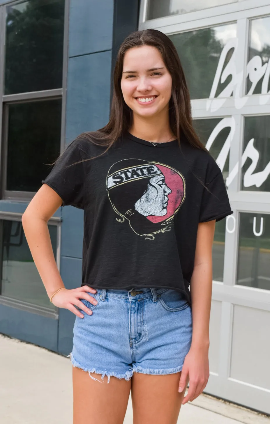 The Erin Lady Seminole Cropped Tee (Black)