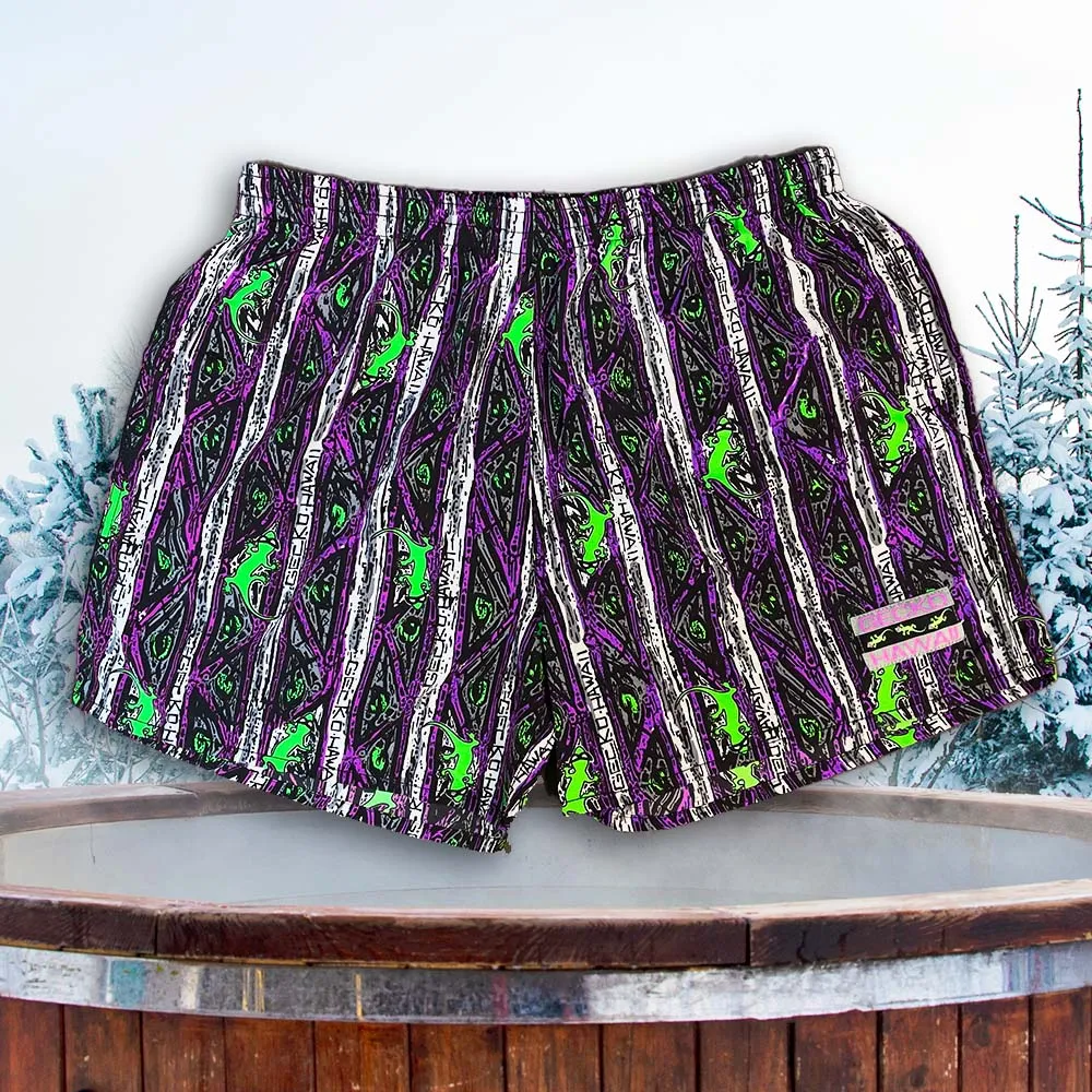 The Iconic Gecko Purple Stripe Volley Shorts