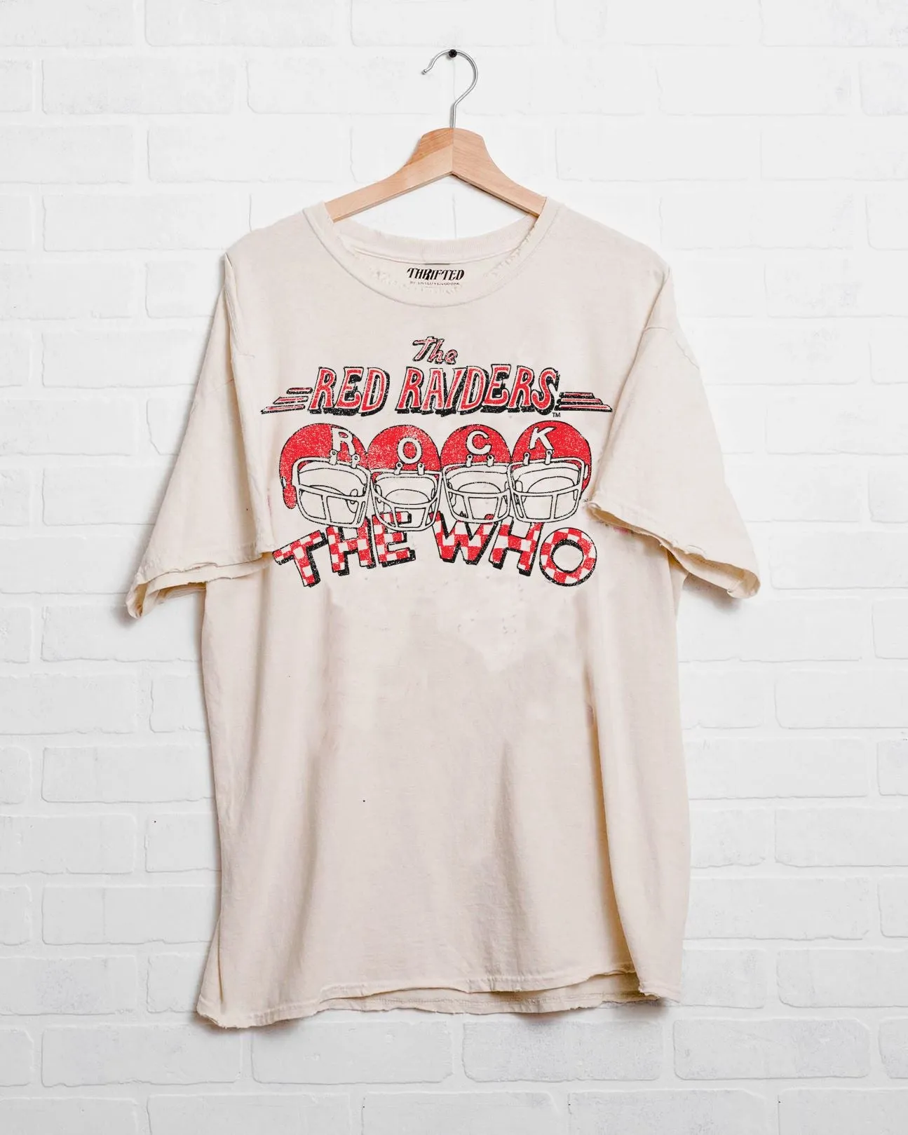 The Who Texas Tech Rock Off White Thrifted Tee