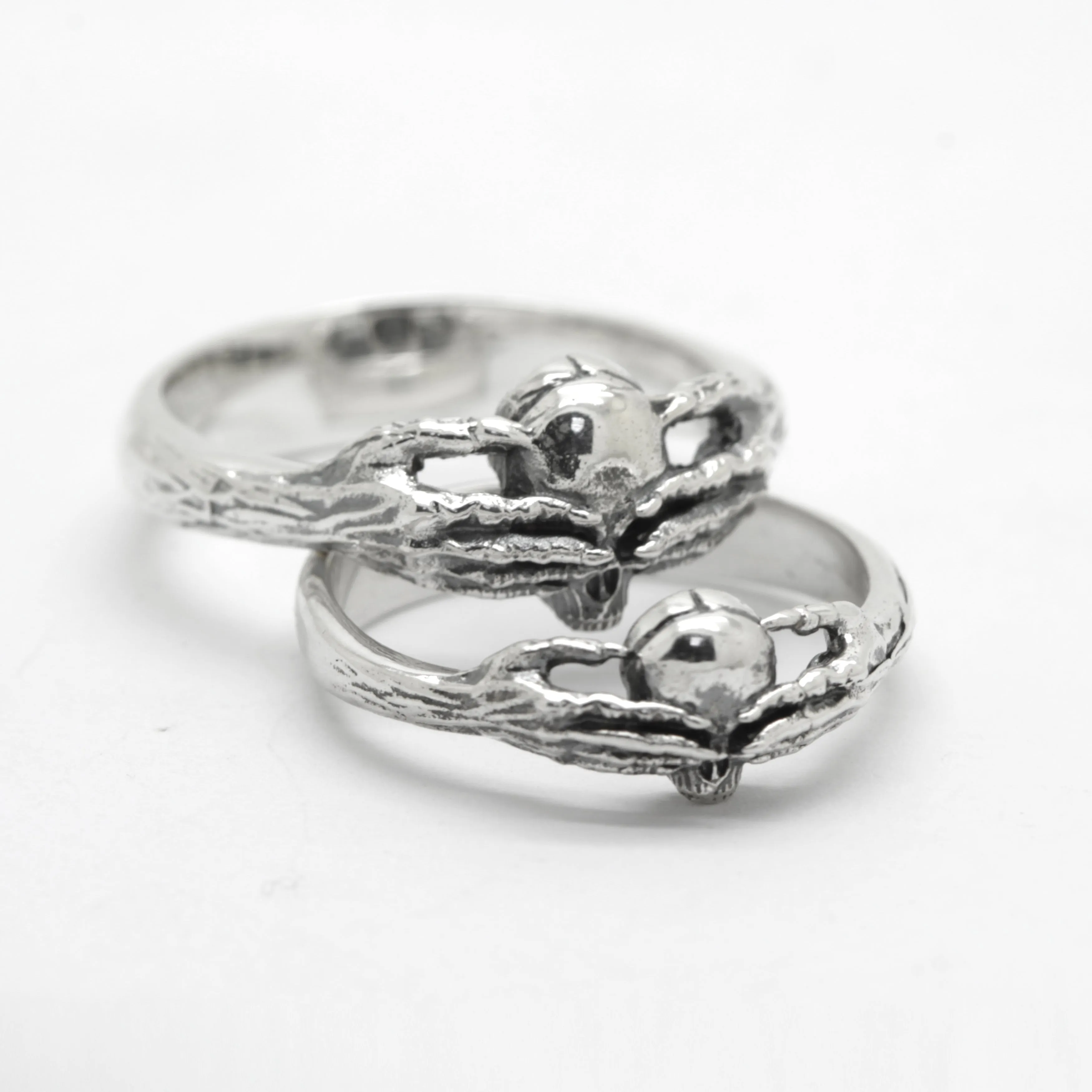 Till Death is Blind, Skeleton Skull Claddagh, Love Till Death, Couple Rings, Unique Engagement or Wedding, Sterling Silver