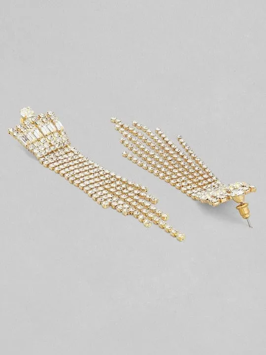 TOKYO TALKIES X Rubans 18K Gold Plated Crystal Studded Tassel Earrings