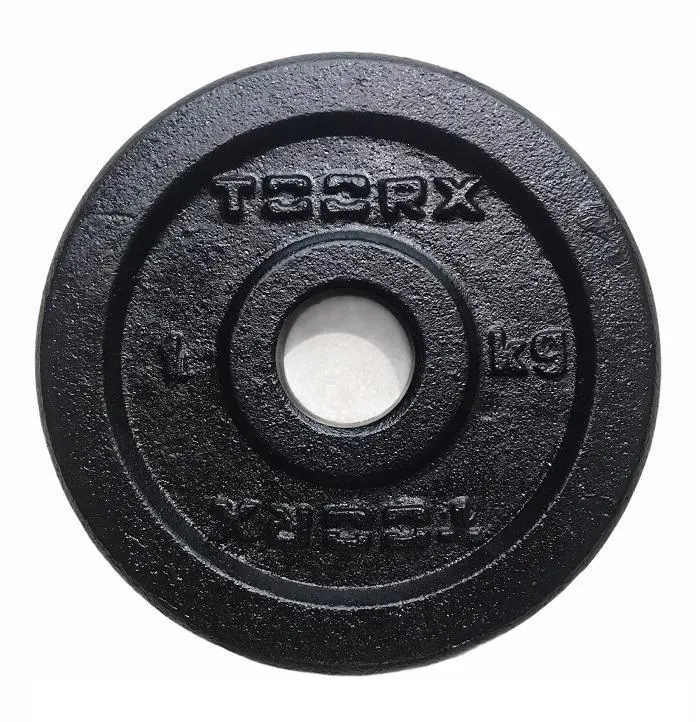 Toorx black cast iron disc 1kg DGN 1 hole 25mm diameter