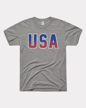 USA Retro Block Vintage Grey T-Shirt