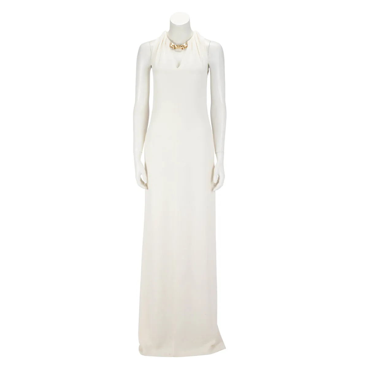 Valentino Ivory Silk Crepe Cady Couture Chain Gown IT 40