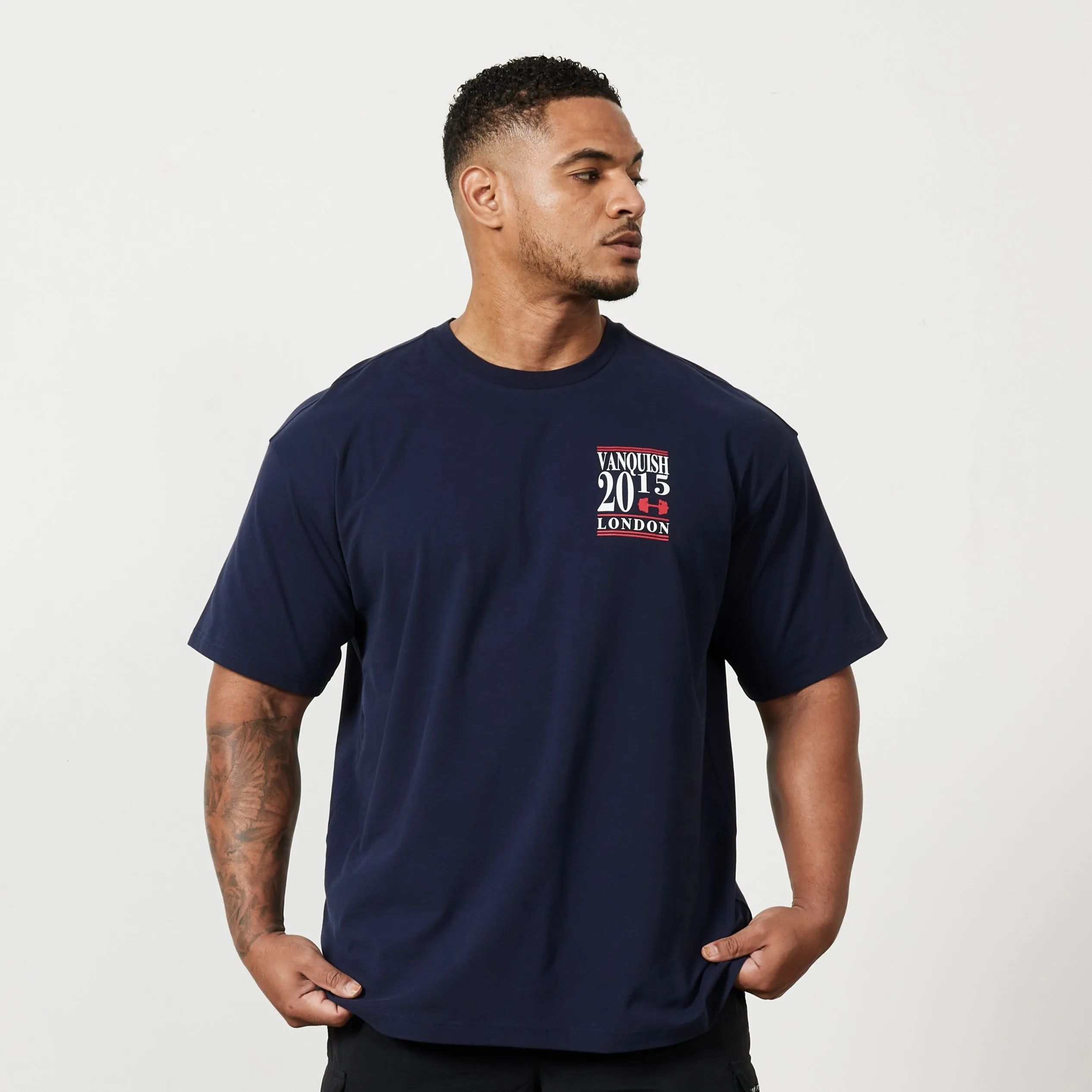 Vanquish TSP Navy Blue Muscle Oversized T Shirt