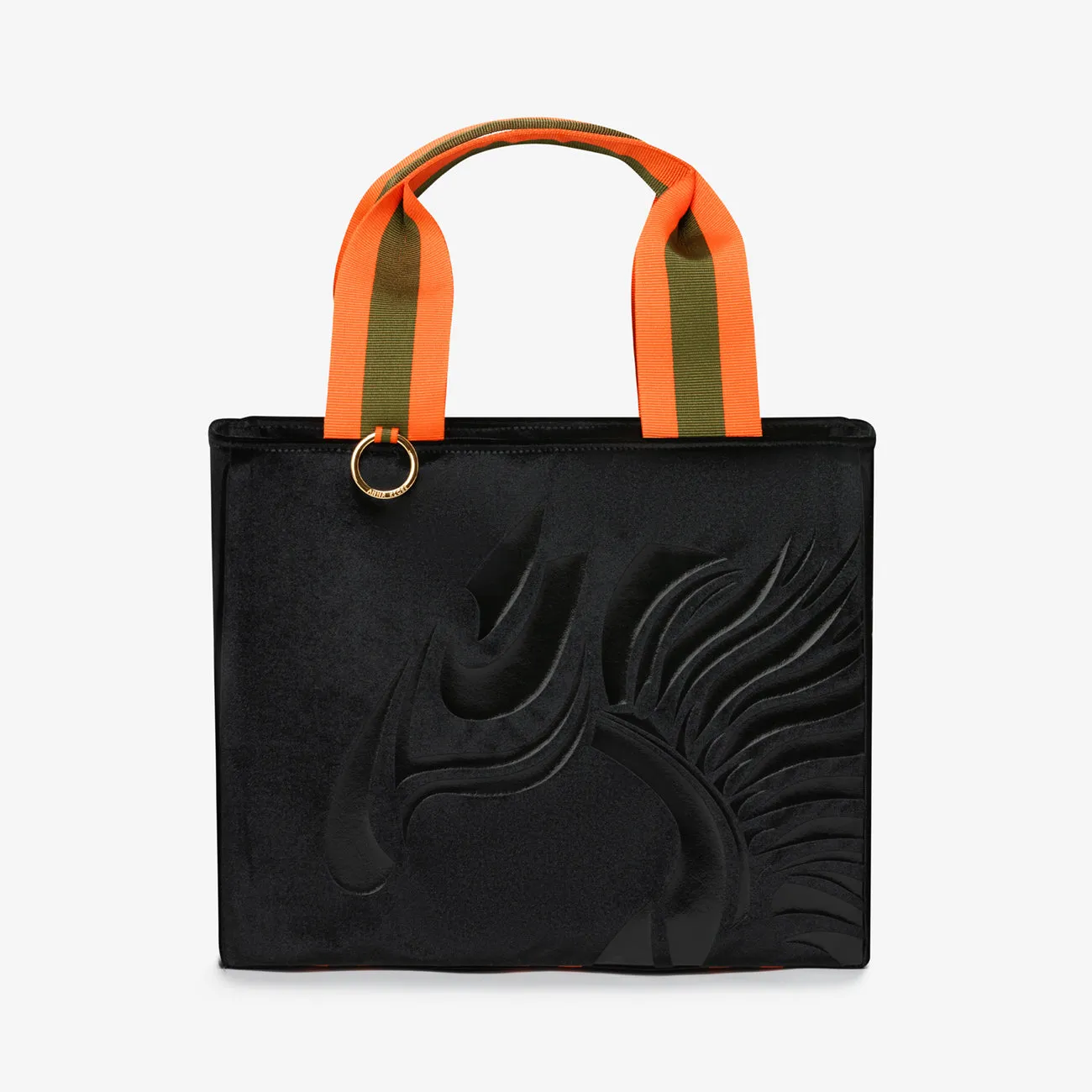 Velvet Equestrian Tote "Starlight Black" with glossy black print