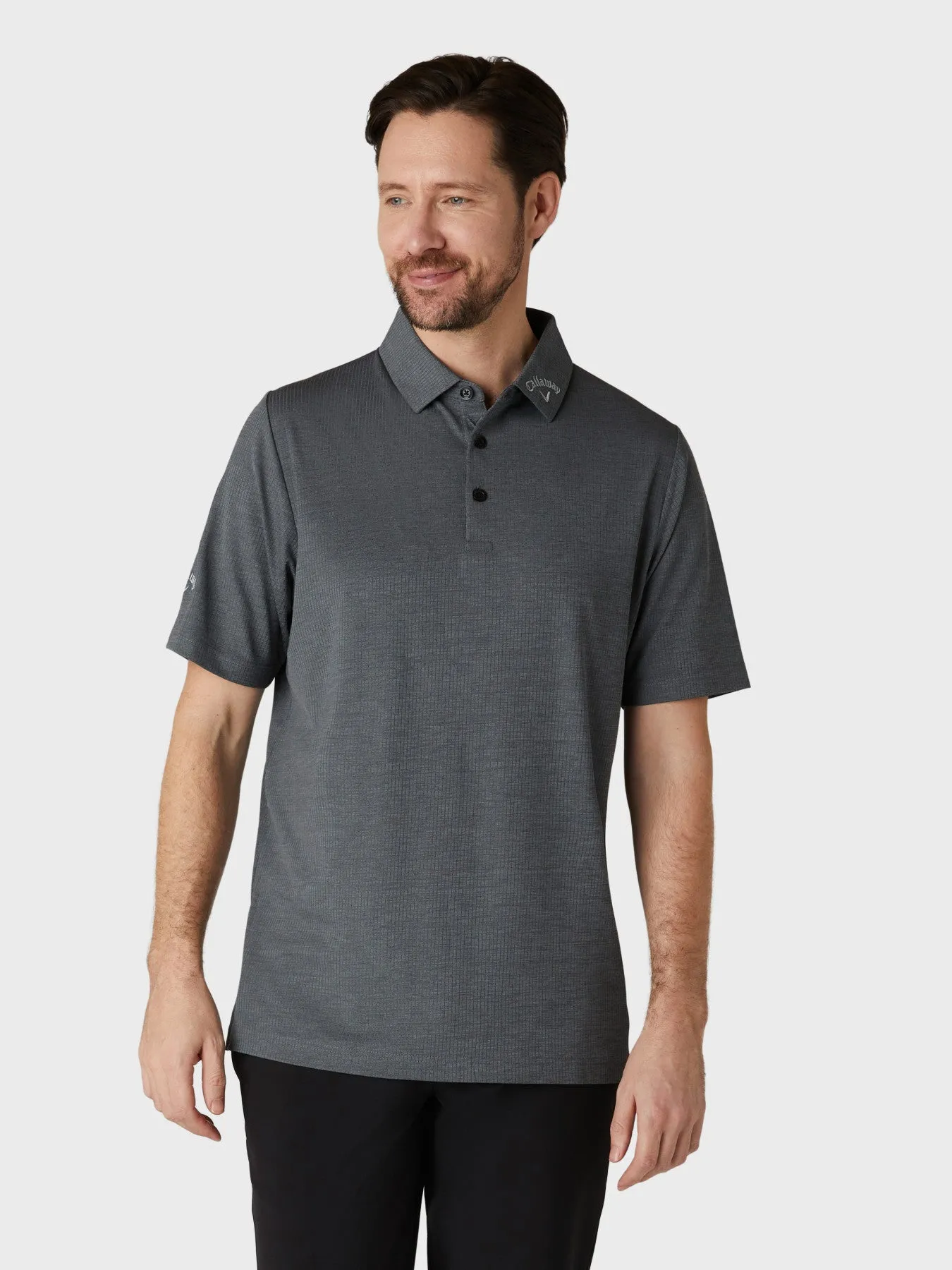 Ventilated Classic Jacquard Polo In Caviar