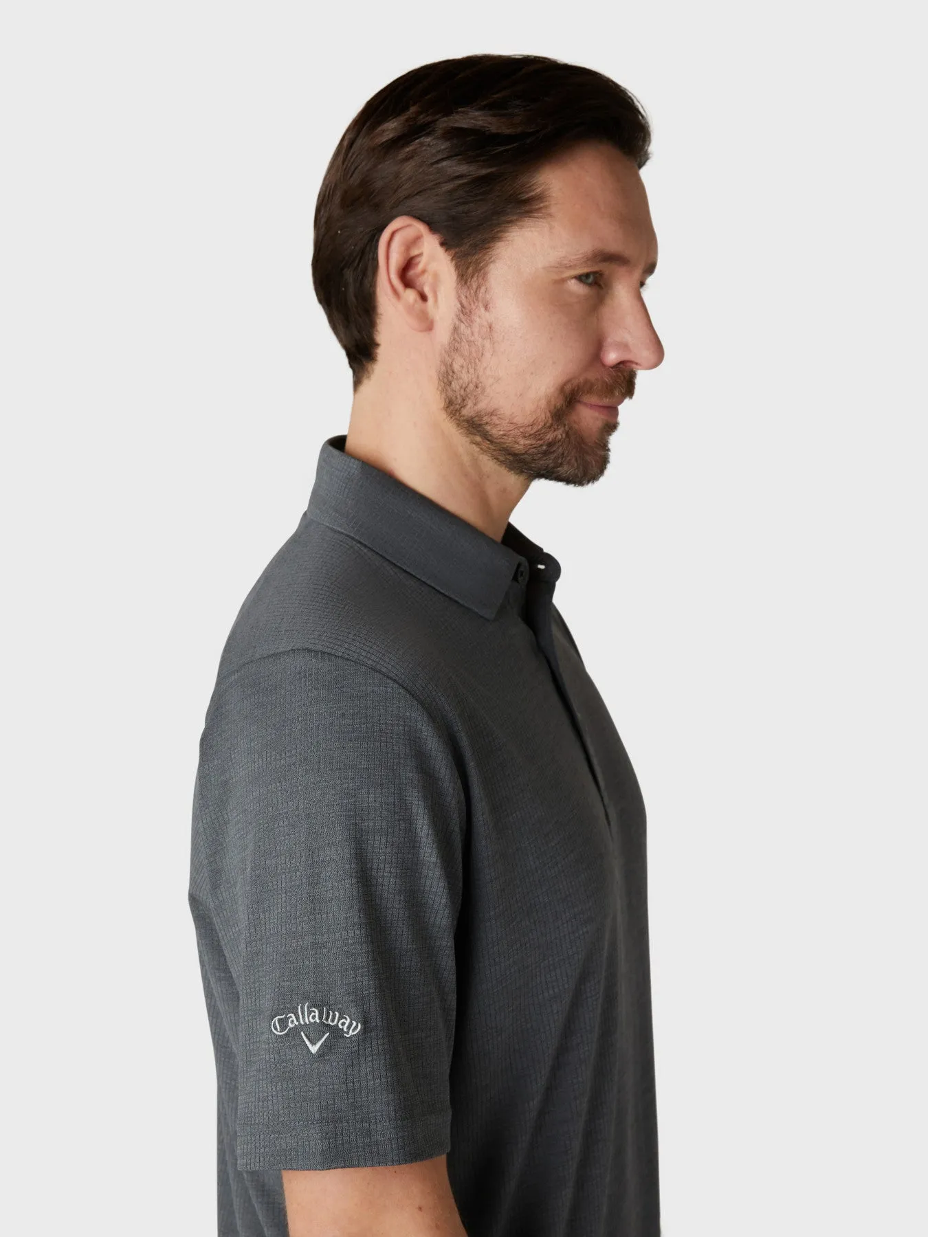 Ventilated Classic Jacquard Polo In Caviar