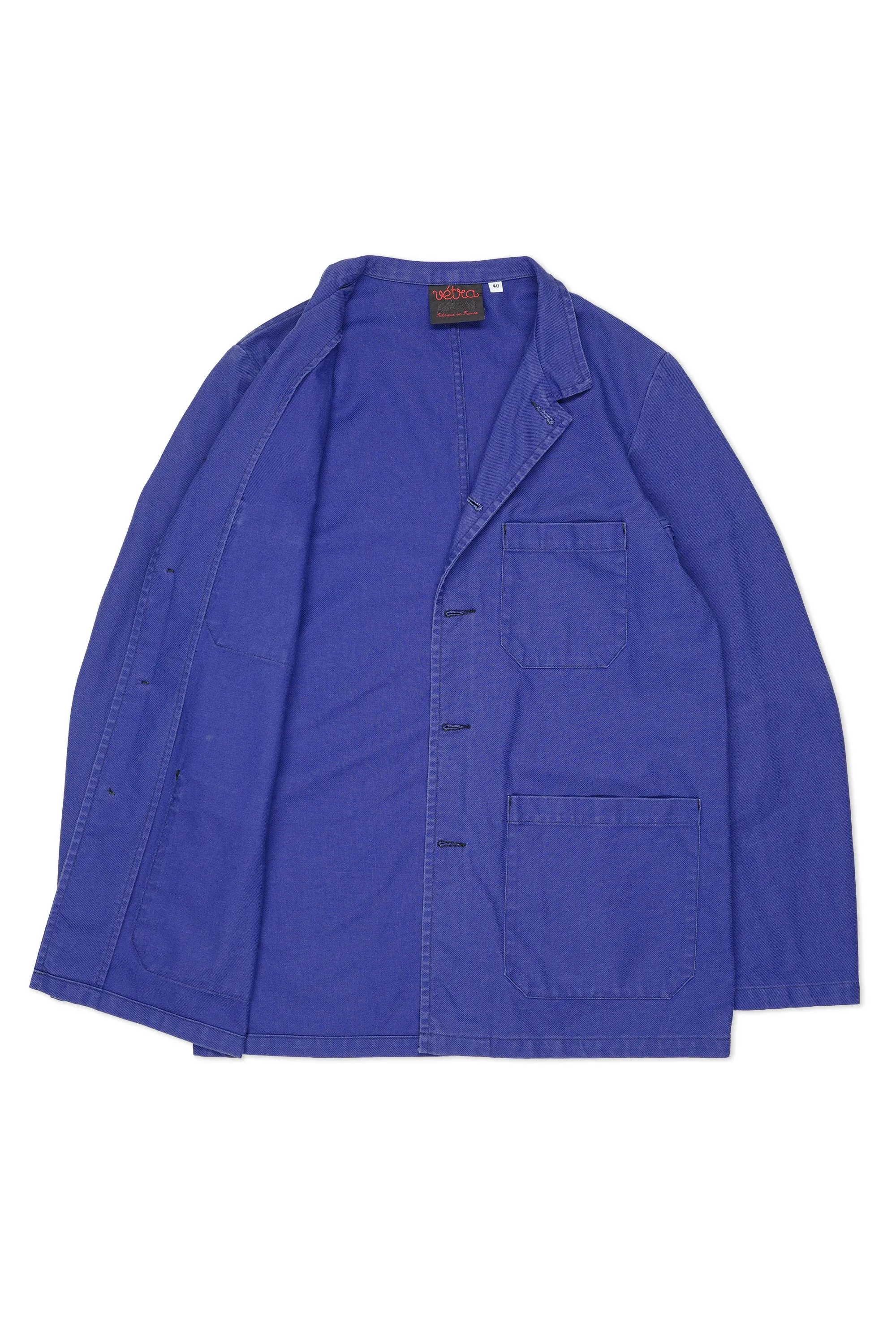 Vetra Blue Cotton Workwear Nehru Collar Jacket