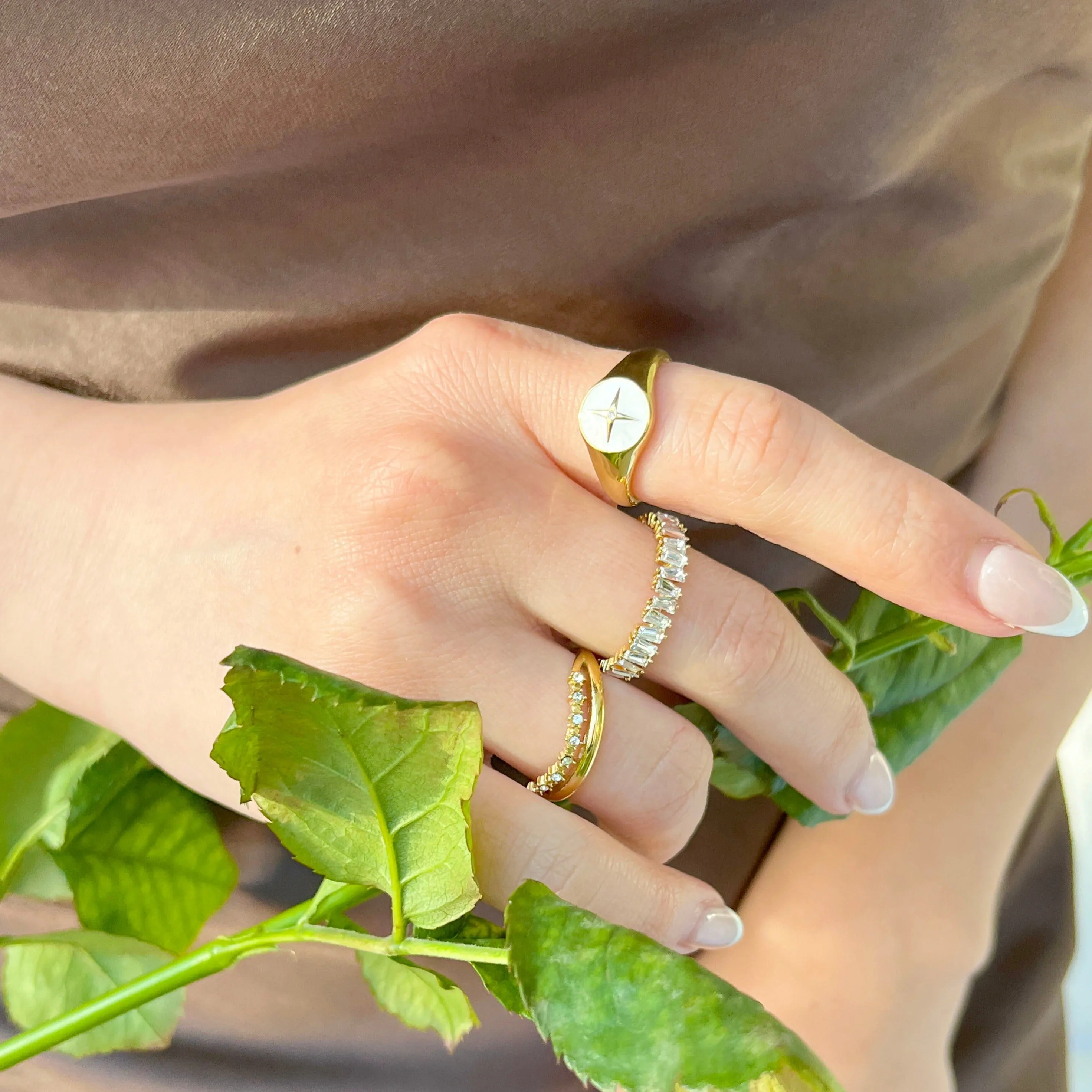 White North Star Signet Ring