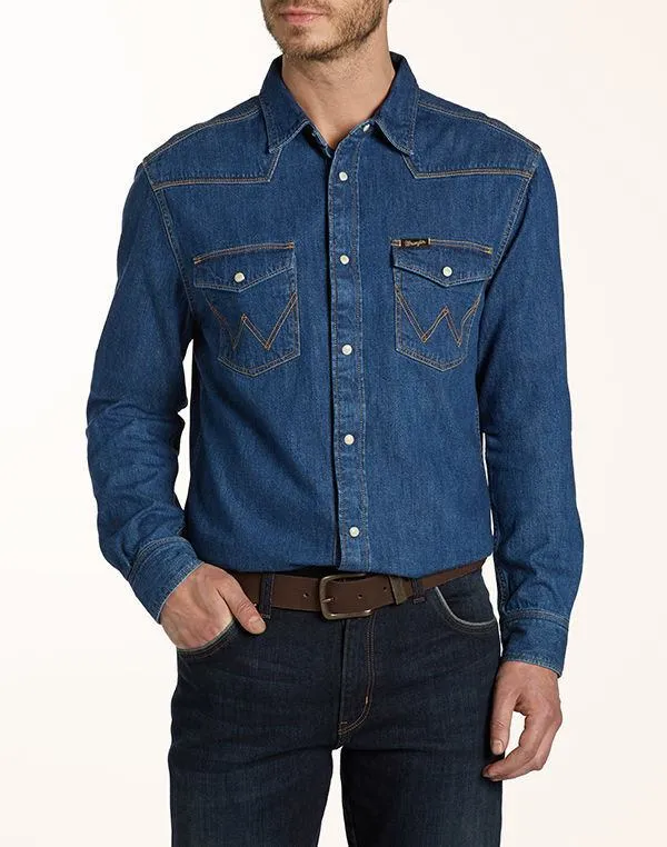 WRANGLER - CLASSIC WESTERN SHIRT - Indigo - Casual Fit