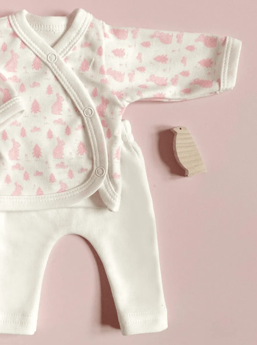 Wrap Top & Trouser Set. Bunny Meadow, Organic Cotton