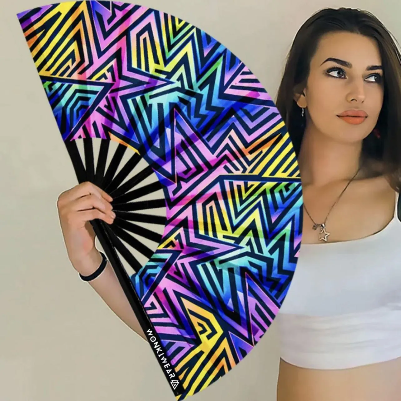 XL Festival Fan - UV Reactive, Electric Rainbow